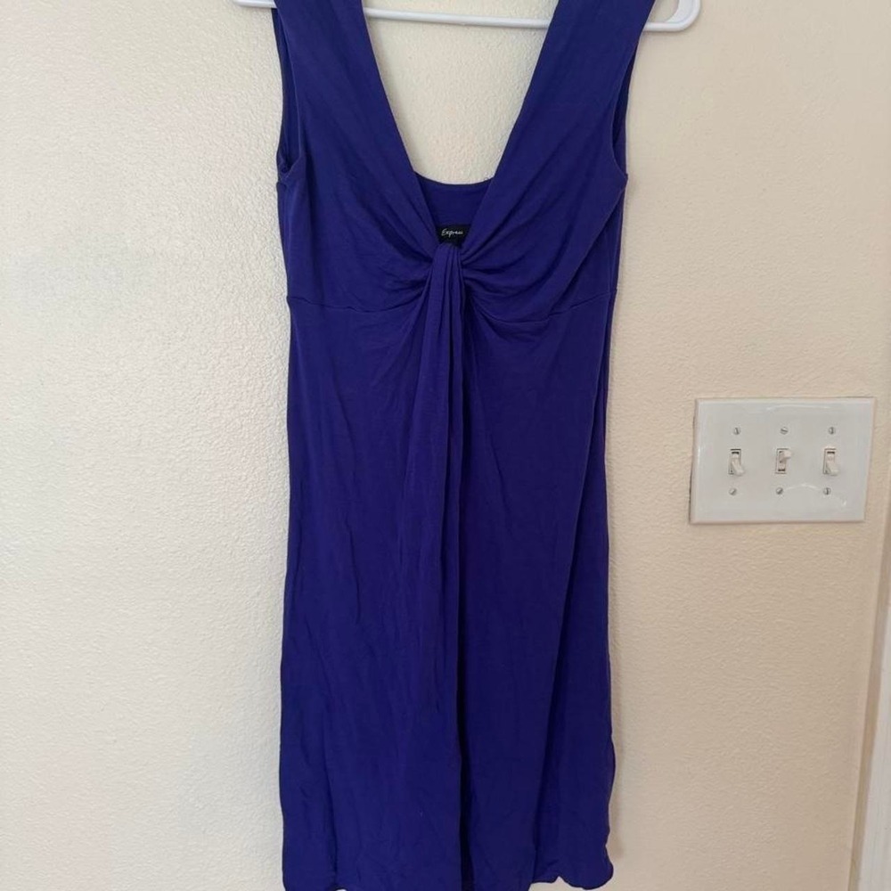 Express Royal Purple Twist Front V-Neck Sleeveless Empire Waist Dress Womens S